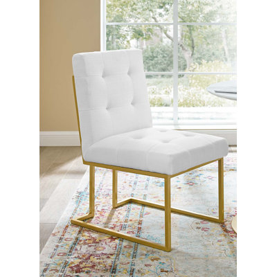 Privy Stainless Steel Upholstered Fabric Dining Accent Chair