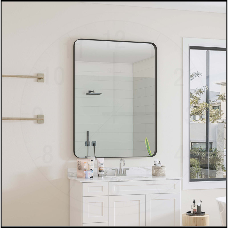 Rectangular Mirror Metal Framed, 30" x 40", Black