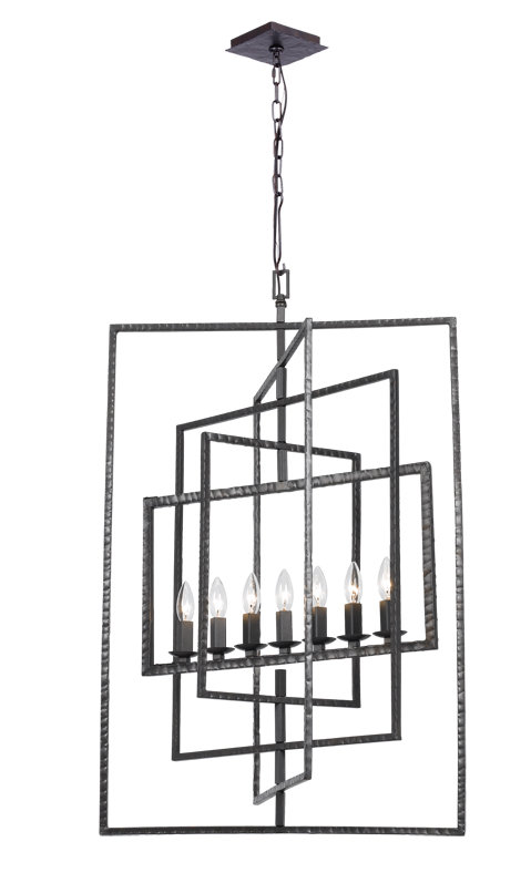 Lustre carré/rectangulaire 7 lumières style bougie Kilmarnock, Acier