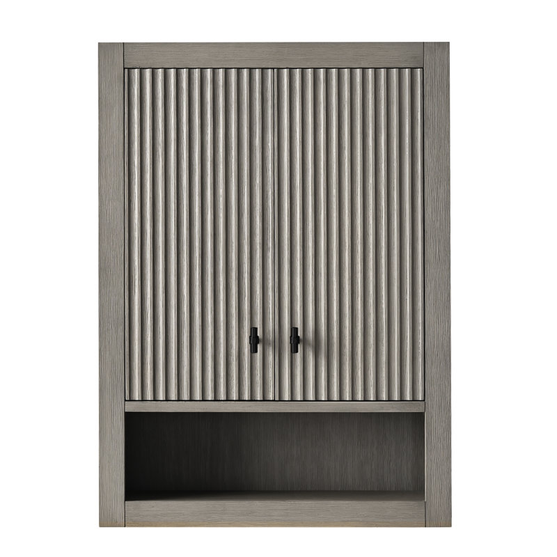 Wall Bathroom Shelves, Driftwood Gray, Matte Black