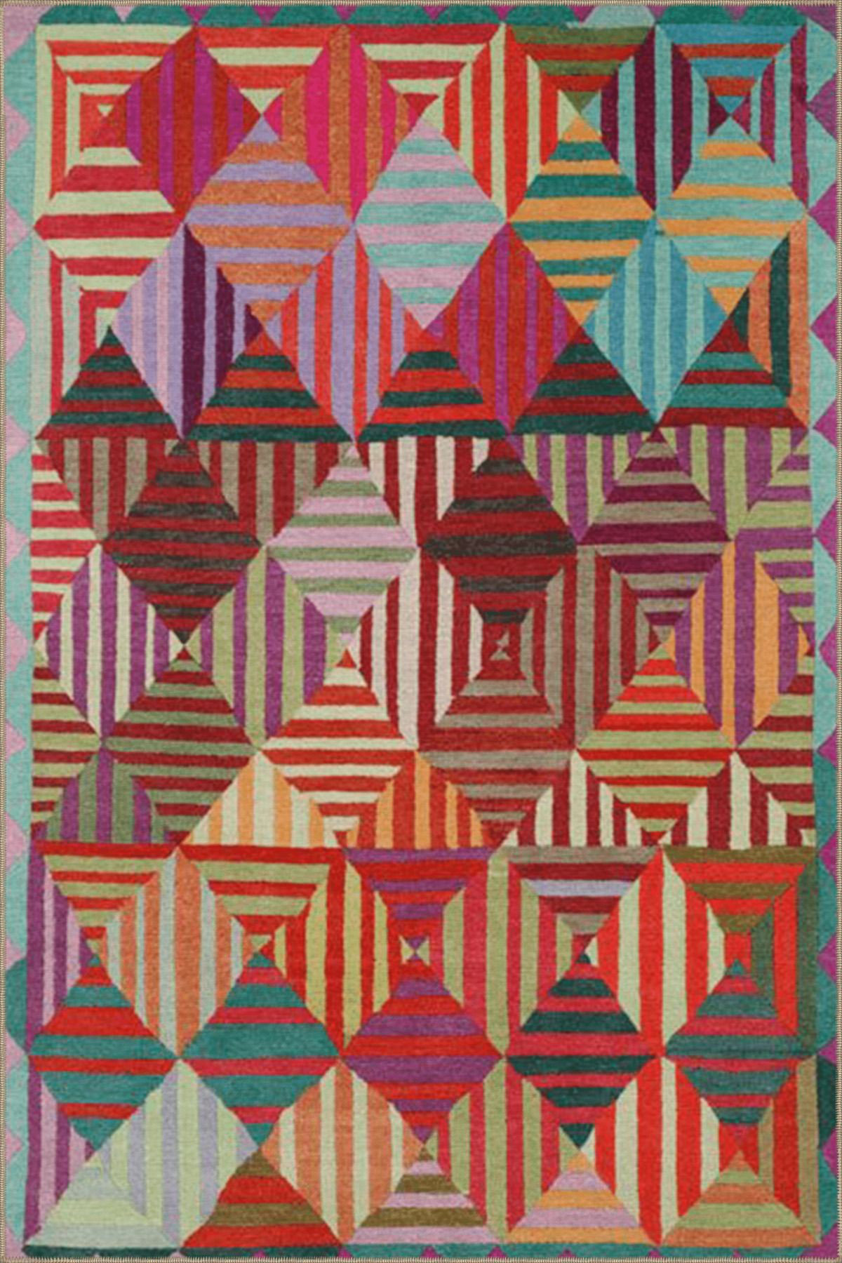 Multicolor Geometric Rug Hokku Designs Multi Color Mixed Quadrilateral Geometric Pattern ...