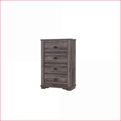 Commodes: commode contemporaine en bois à 4 tiroirs, gris rustique | Gris | Bois