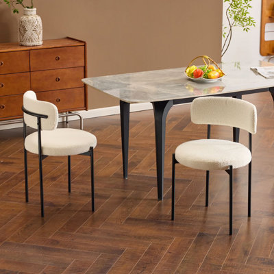 Modern Drexel Solid Back Boucle Side Chair by Ivy Bronx