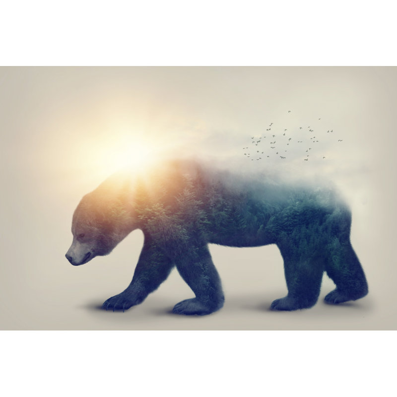 Bear And Forest by Egal - Wrapped Canvas Print, 20cm H x 30cm W x 3.8cm D