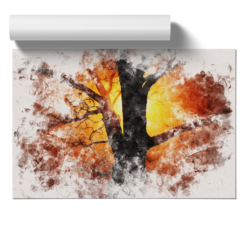 Tree at Sunset Watercolour - Frameless Print, 42cm H x 59cm W x 0.1cm D
