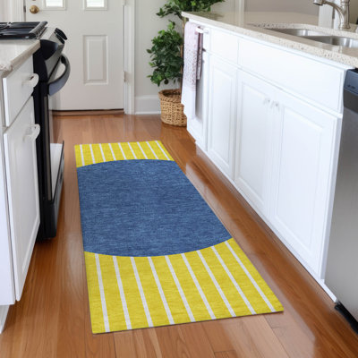 Ember Yellow Washable Indoor-Outdoor Rug - 