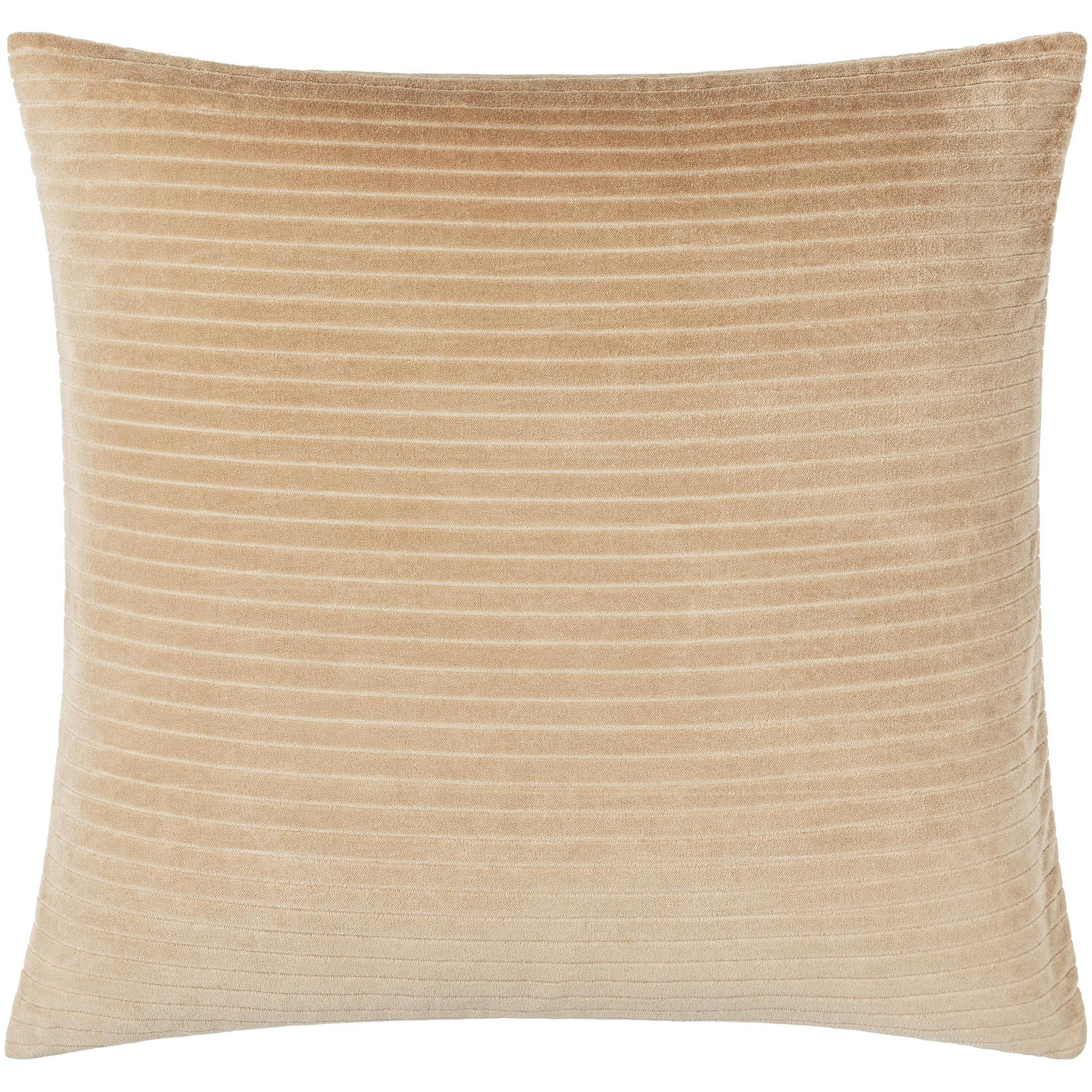 Cotton Throw Pillow, 18" x 18", Tan, Down
