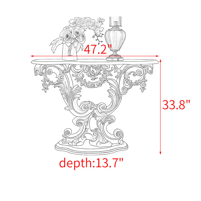 European-style solid wood entrance table, White