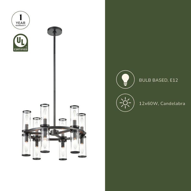 Revolve 12 - Light Chandelier, Polished Nickel