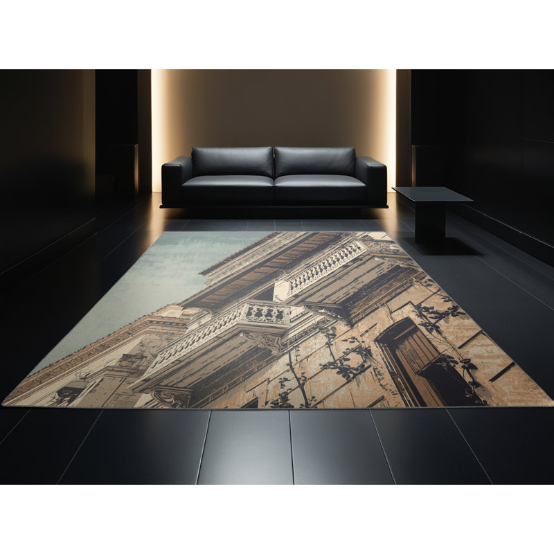Soft Plush Garrett Cartagena Old City Bohemian Block Print Area Rug in Gray – Gray Binding, 2x4