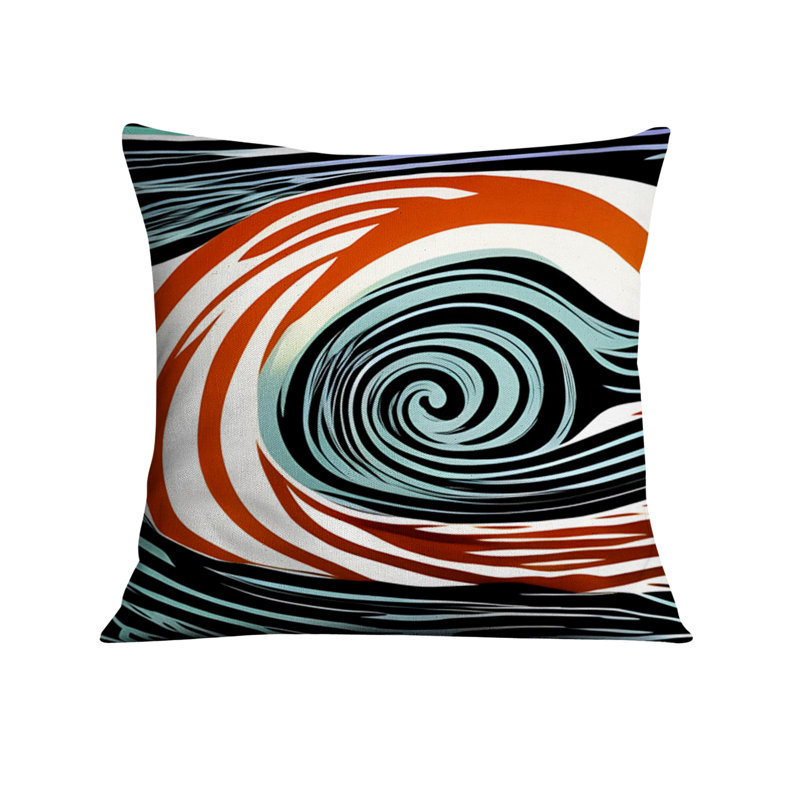 Coussin décoratif avec insert, H 18 po x l 18 po, Bleu / blanc / orange abstrait 2