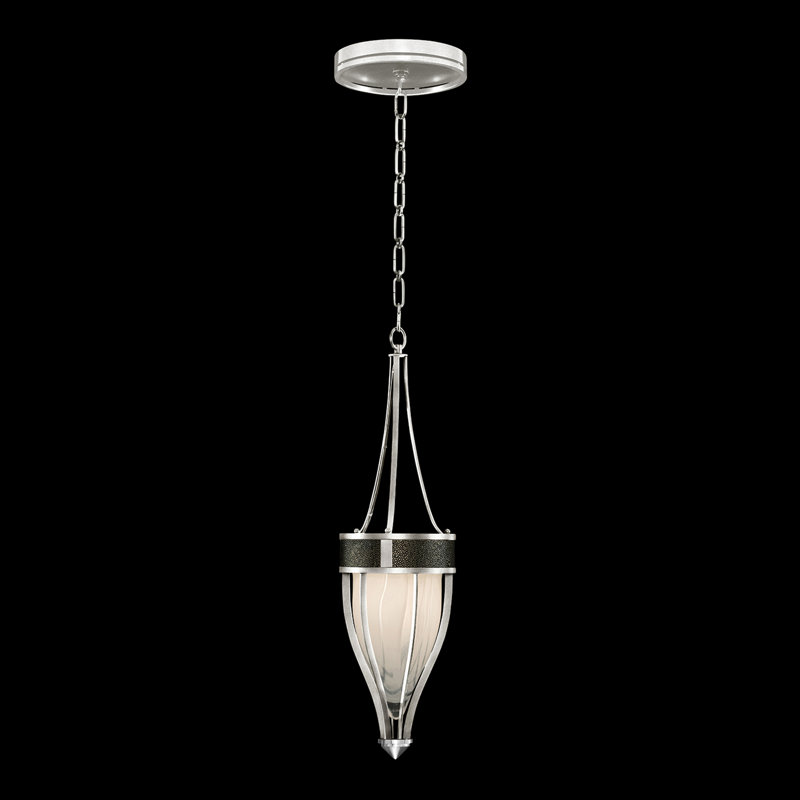 Luminaire suspendu rond l 7,5 po Mirage, Chevalier noir, Feuille d'argent standard / nickel