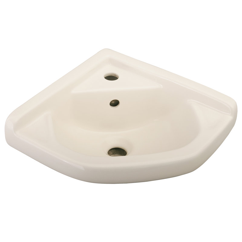 Lavabo de salle de bain mural en porcelaine vitreuse avec trop-plein 19,88 po, Bisque