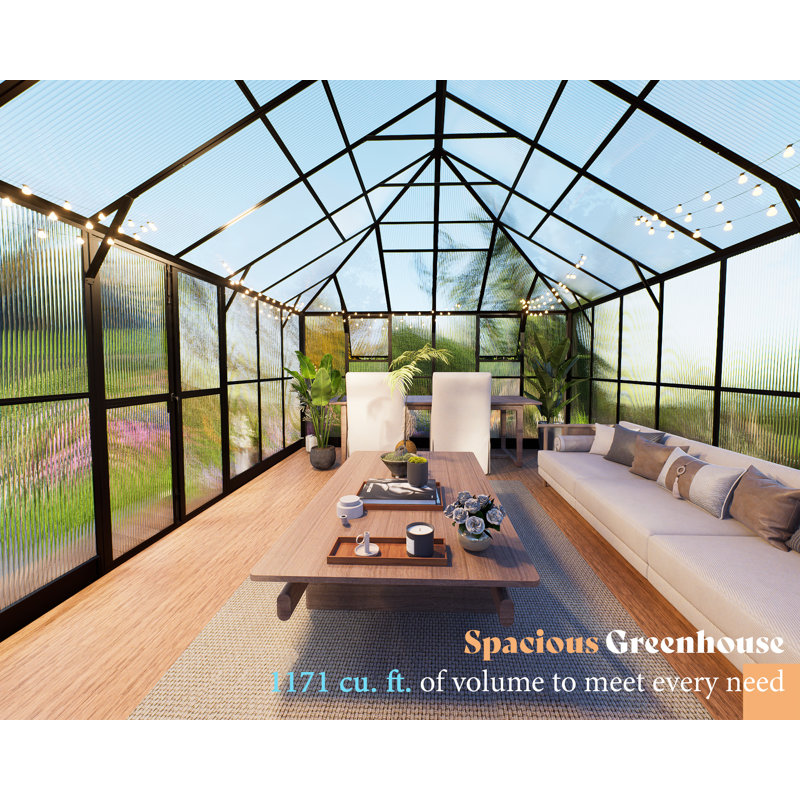 Grower’s Haven Victorian Style Polycarbonate Greenhouse, 112.8" H x 192" W x 144" D