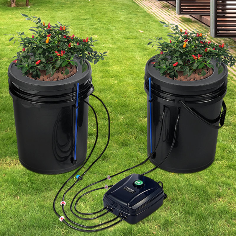 DWC Hydroponics Grow System Deep Water Culture with Top Drip 2 Buckets
