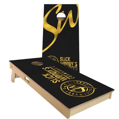 2' X 4' Black And Gold Cornhole Board Set With Case And Lights -  Skip's Garage, CHSLKWY-041-4-7