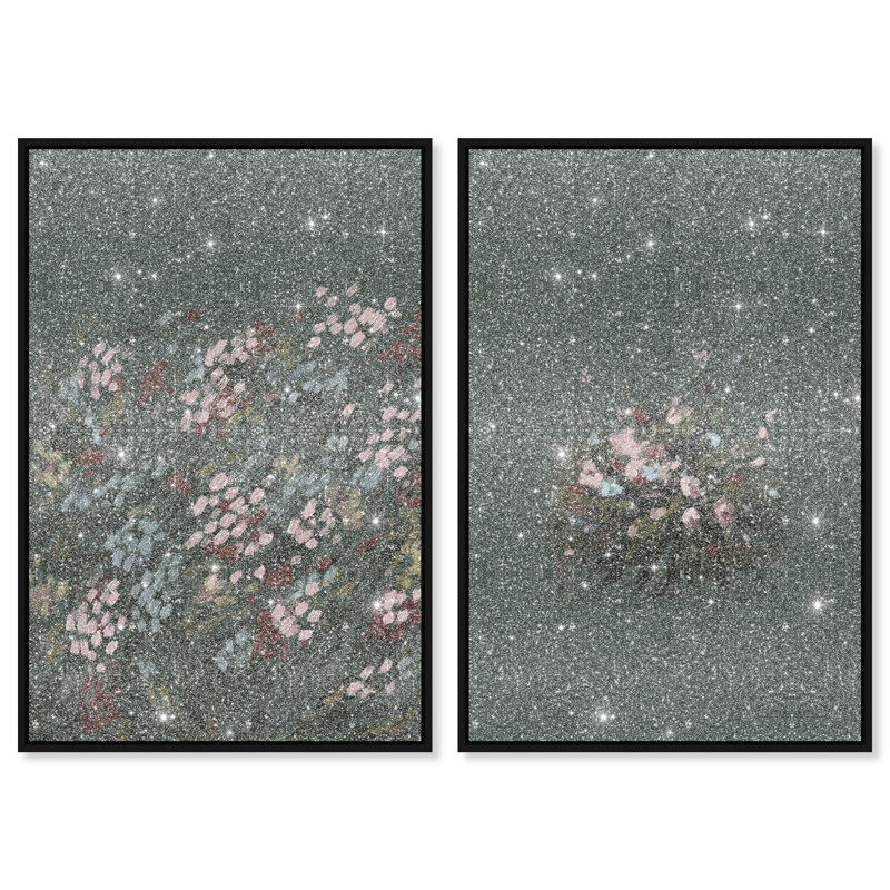 Subtle Universe Set Abstract Canvas Print by Oliver Gal, Black Frame, 10 x 15, 31"H x 46"W, Black Floater Frame