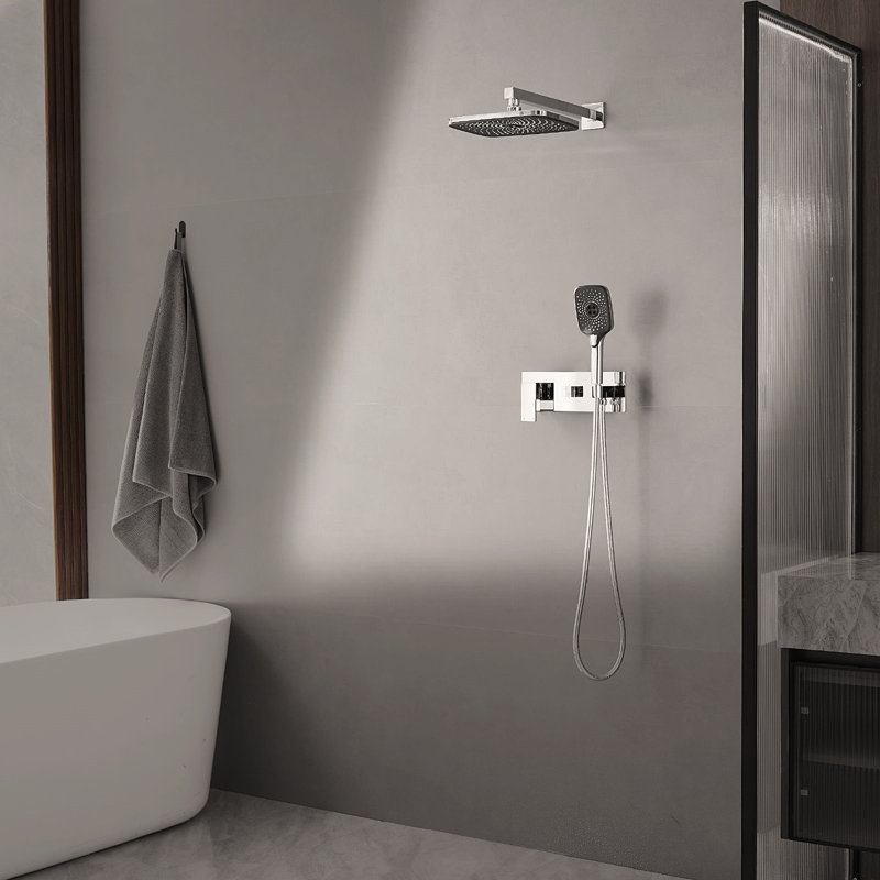 Single-Handle Dual-Head Rain Shower System Shower Faucet And Handheld Shower Set (Including Valve), Stainless Steel