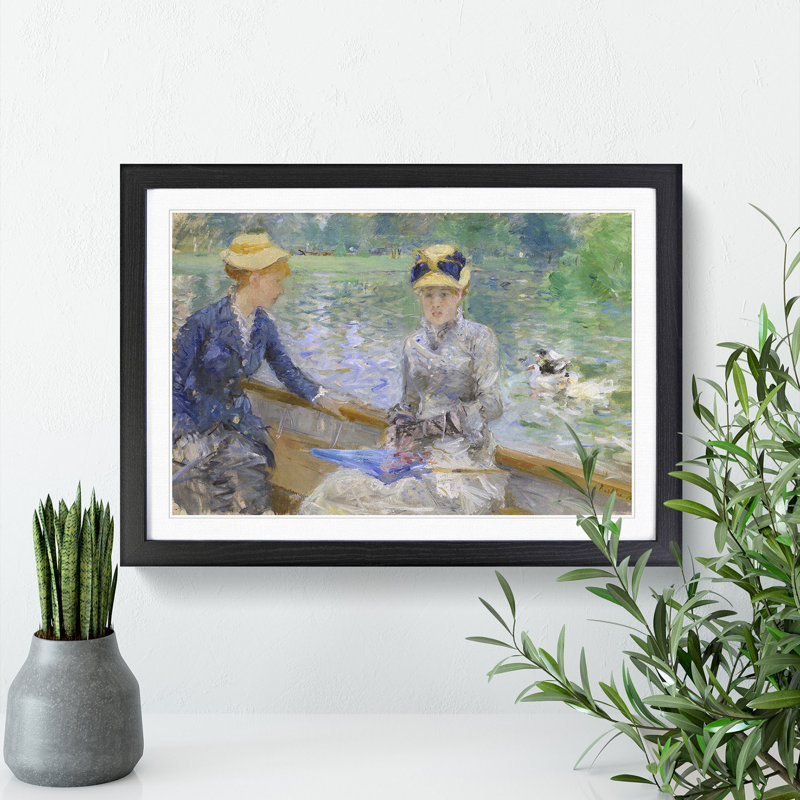 Summers Day by Berthe Morisot - Picture Frame Painting, 36cm H x 48cm W x 2cm D, Black Framed