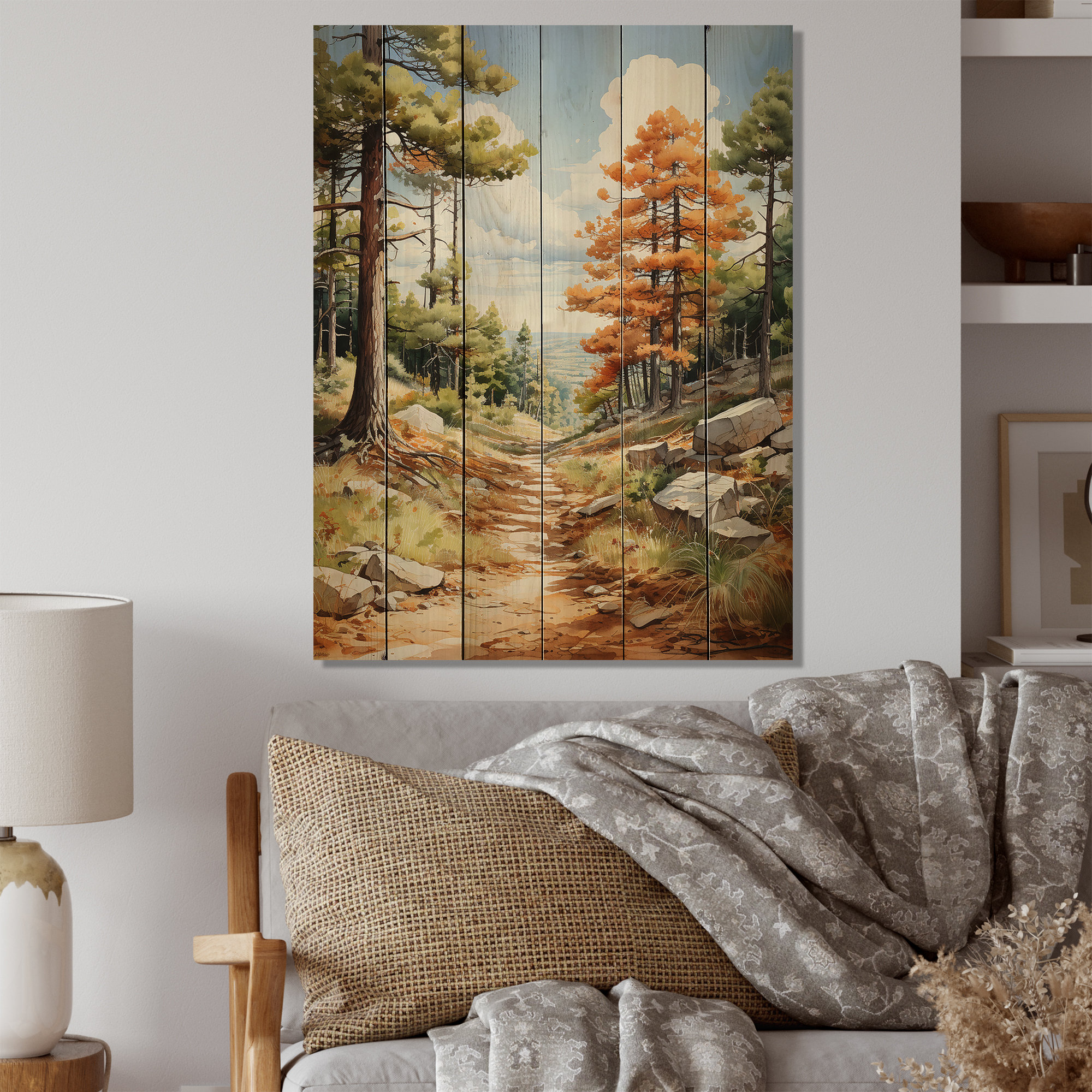 Red Barrel Studio® Pine Tree Sunlit Path II On Wood Print | Wayfair