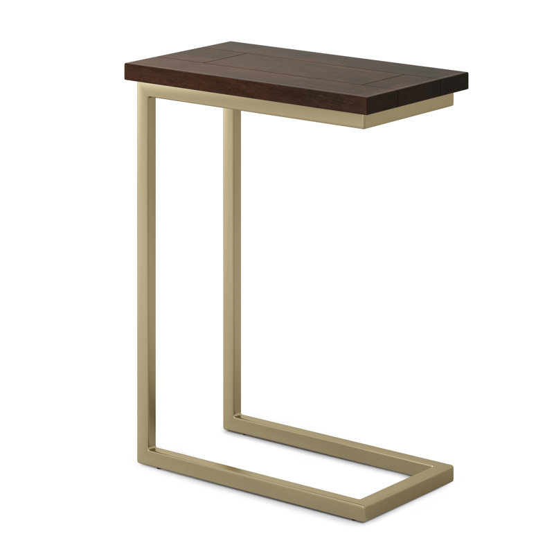 Table d'appoint Moreland, Marron foncé, Doré, H 24 po x l 18 po x P 10,2 po