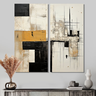 Beige et noir Divine Simplicity IV - peinture abstraite grand art mural