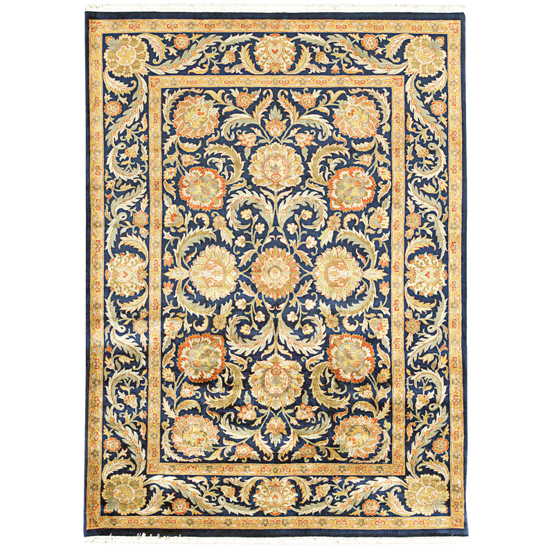 High-Quality Hand-Knotted Navy Area Rug
