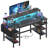 47 Inch Home Office Gaming Desk With Monitor Stand Charging Station-1574809014