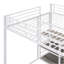 Lit mezzanine double avec bureau et tableau blanc, lit mezzanine en métal avec 3 tablettes et échelle, blanc-1184830081