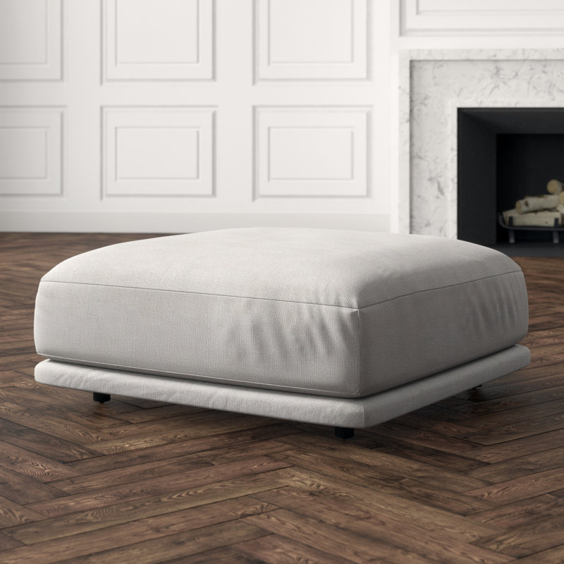 Sunday Square Ottoman, Agnew Gray Textured Basketweave