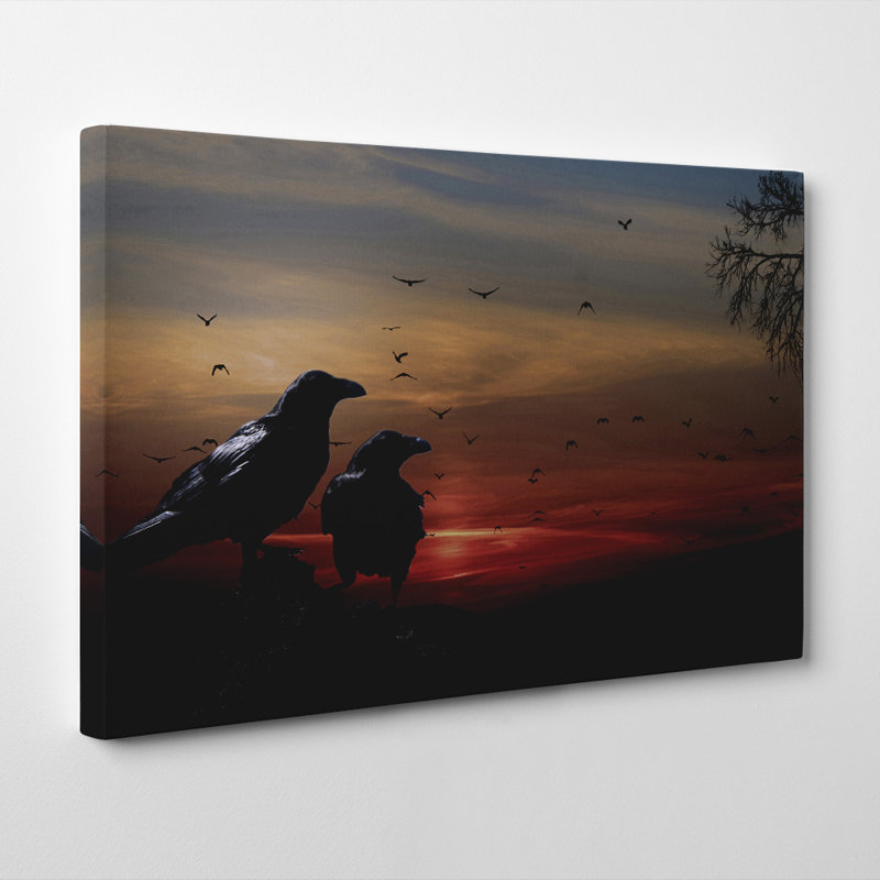 Crows Sunset Photographic - Wrapped Canvas, 50cm H x 76cm W
