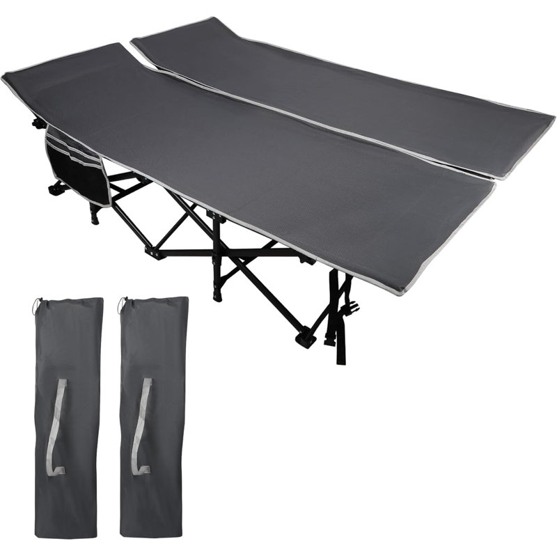 Lit de camp pliant extra-large de 56 po pour 2 personnes avec appui-tête, d'une capacité de 500 lb