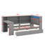 Lit plateforme en bois avec tablettes de rangement, tiroirs, station de charge, DEL, bureau et tête de lit tapissier-59574800-59574814