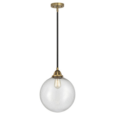 Nouveau - Mini luminaire suspendu à tige 1 lumière 8 "Alfonsa - Nouveau - 2 ampoules DEL - Finition chrome poli - Abat-jour granuleux