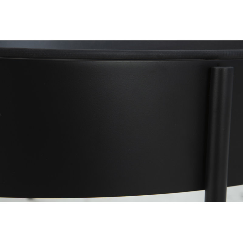 Black Metal and Glass Round Coffee Table Set