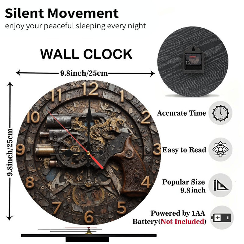 Horloge Steampunk avec mécanisme de pistolet
