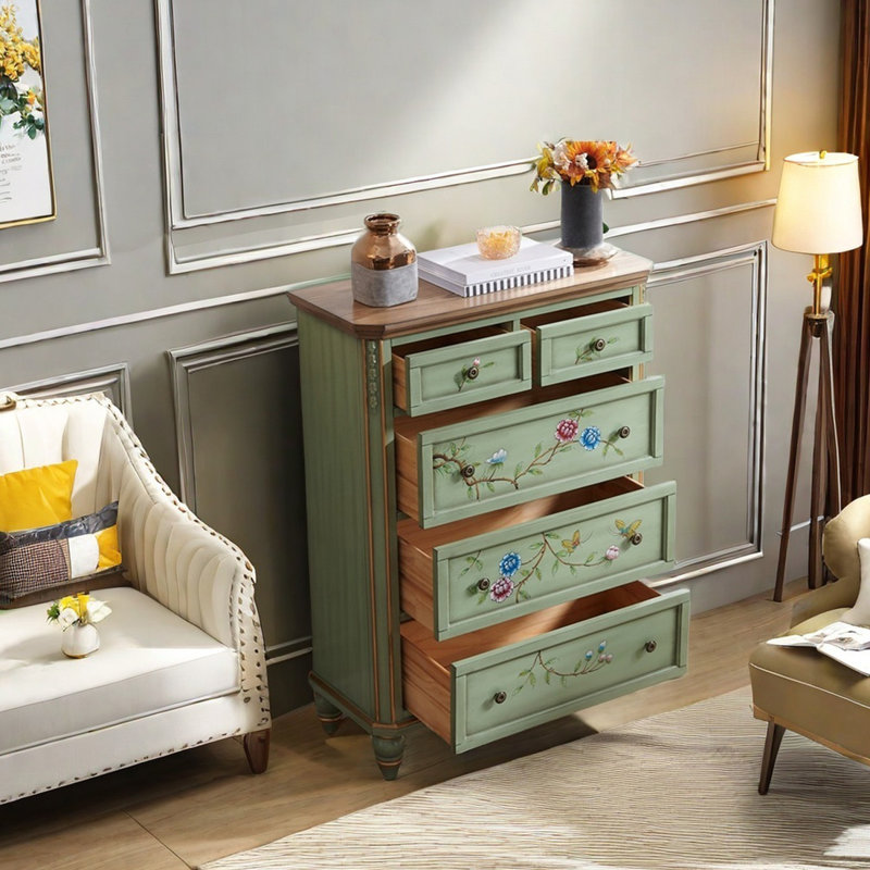 Five drawer painted multi-function accent chest