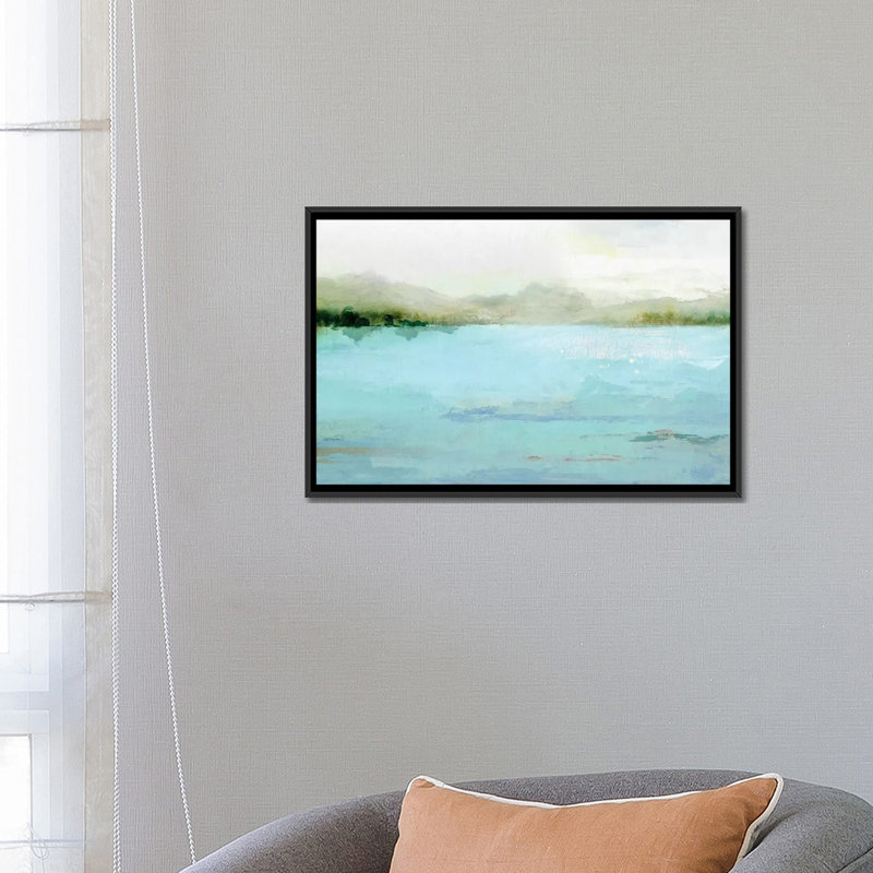 « lake », impression sur toile, H 18 po x l 26 po x P 1,5 po, Toile avec cadre noir, Pas de tapis