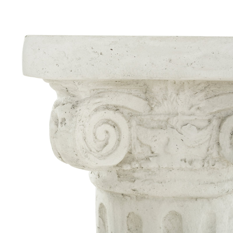 Sayer Modern Neoclassical MGO Pedestal Plant Stand with Fluted Column & Ionic Capital