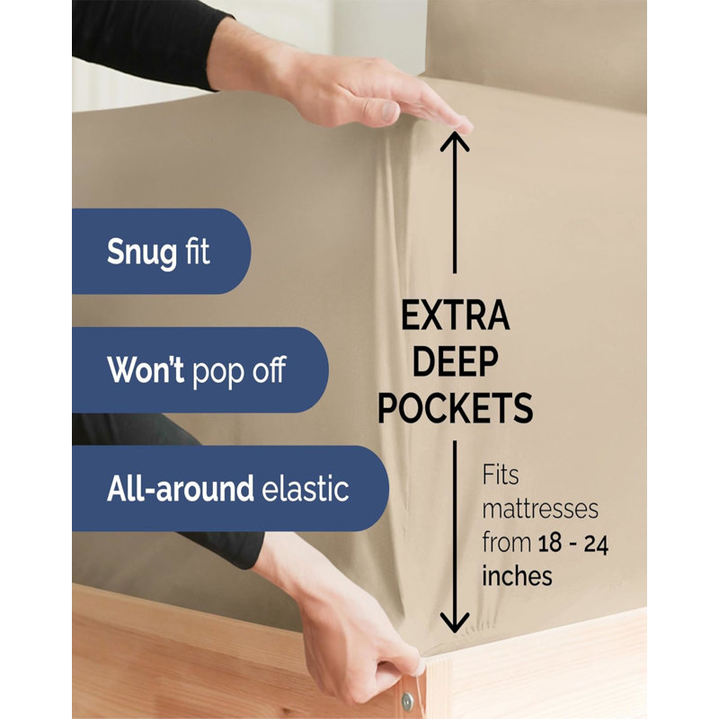 Extra Deep Pocket luxury Sheet Set - Solid Ultra Soft & Cooling Sheet Sets, Queen Sheet with Fitted Sheet and 2 Pillowcases