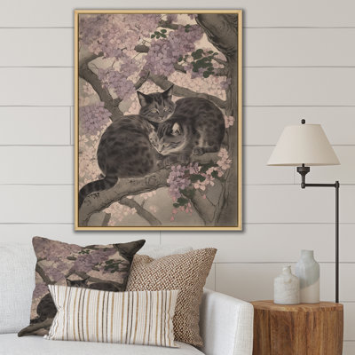 «Two Gray Kitting Sleeping In A Tree», impression sur toile