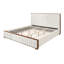Grand lit rembourré beige et noyer Kaleea