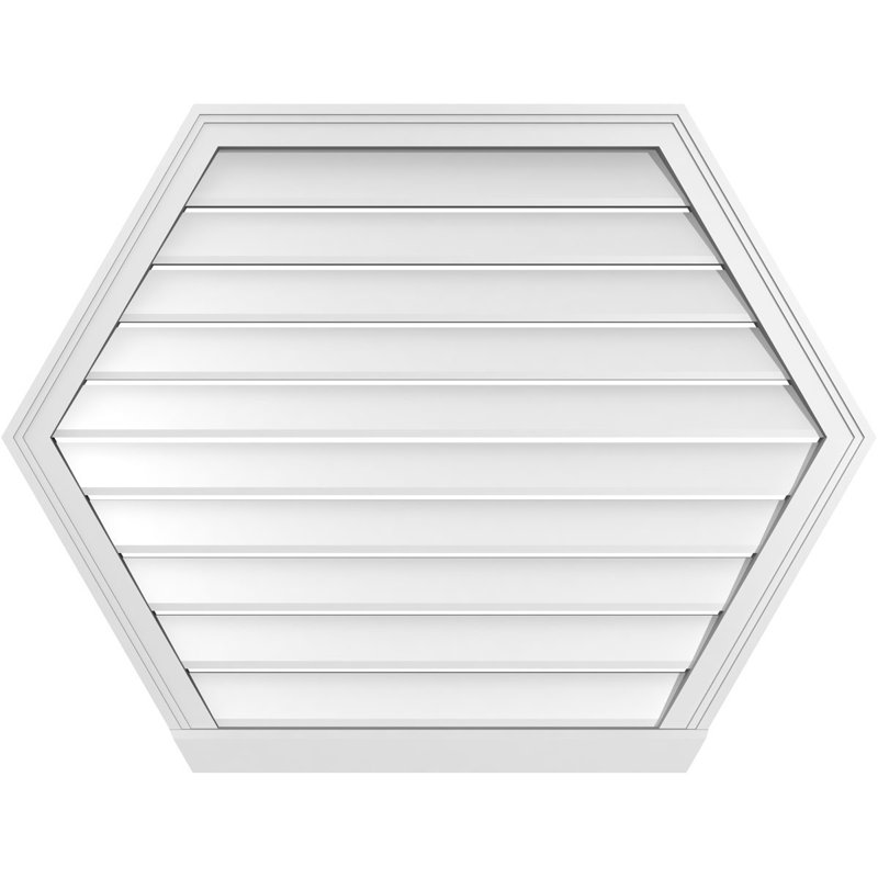 Horizontal Peaked Surface Mount Signature Urethane Functional Gable Vent, Primed Tan, 32" H x 42" W x 2" D