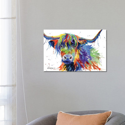 Highland Cow Colour 1 Piece Wrapped Canvas Wall Art