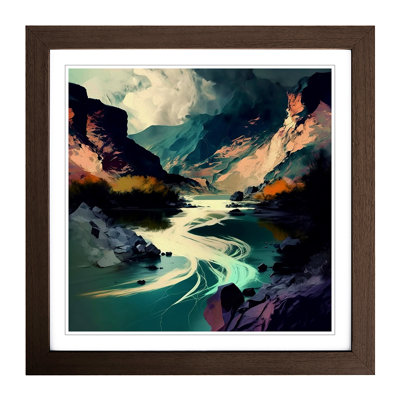 River Gestural - Single Picture Frame Print on Wood