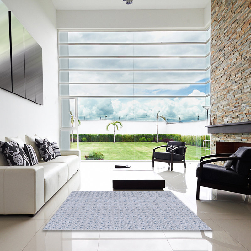 Tapis décoratif bleu clair Finola, Carré 7 pi