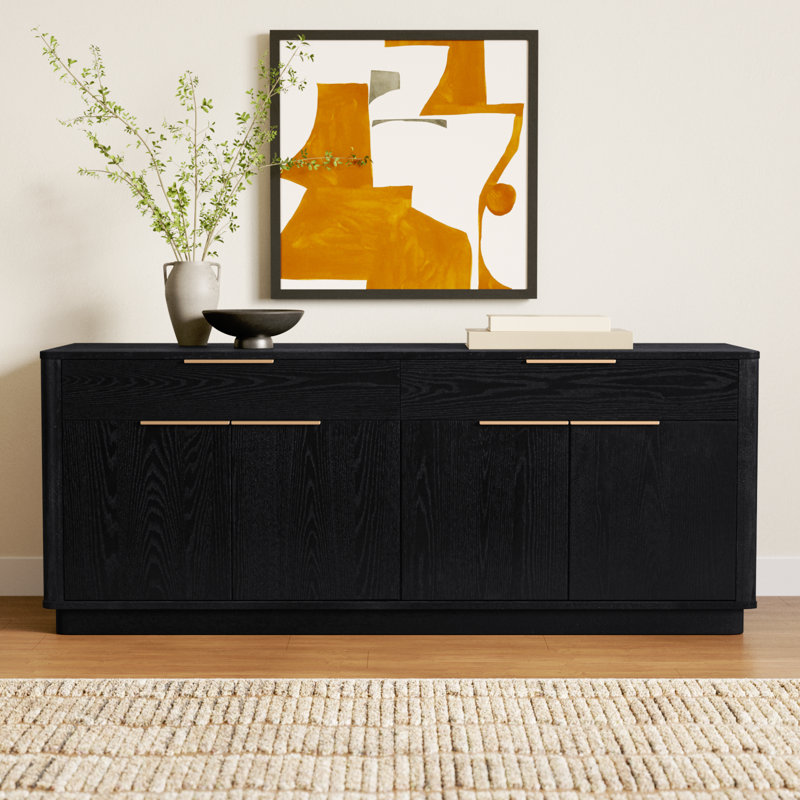 Tahani 2 Drawer Wood Tv Stand, Black