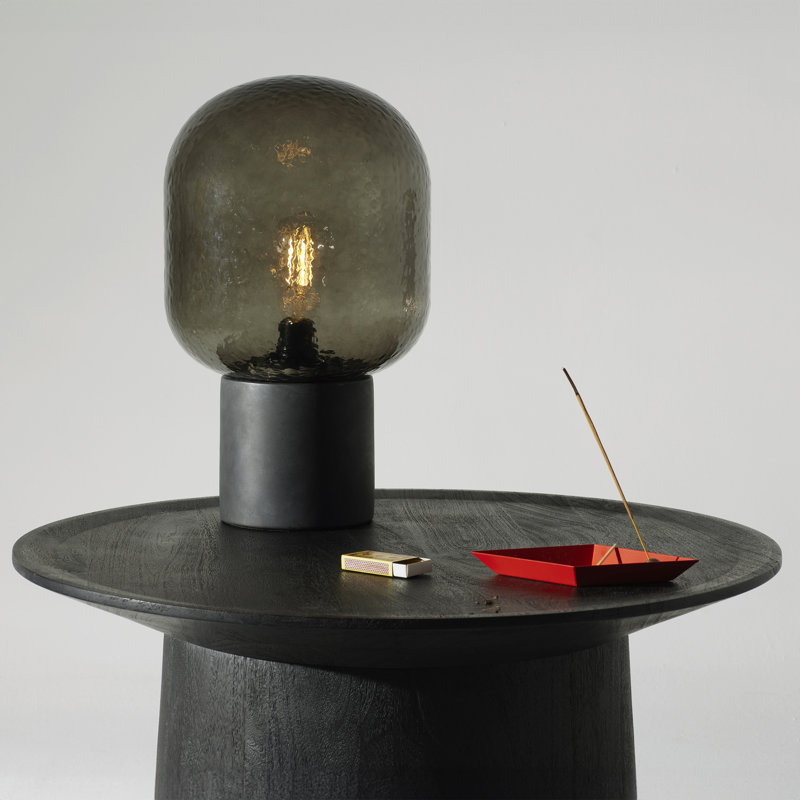 Bruce LED Table Lamp with Cement Base and Textured Glass Dome