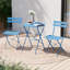 Ensemble 3 pièces de table bistro et chaises pliantes en acier, bleu-133665450