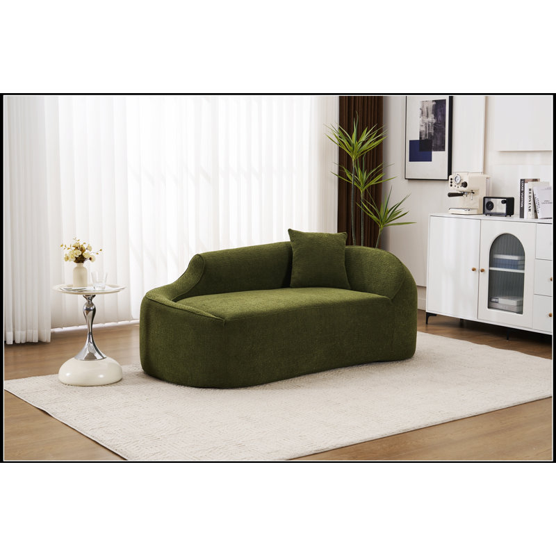 Méridienne courbée Compression avec méridienne moderne en chenille intérieure avec canapé-lit et coussin profond, Vert